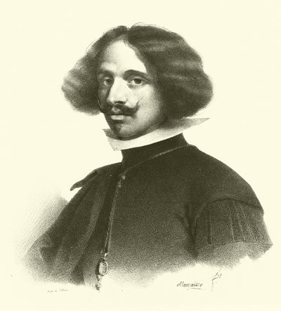 Diego Rodriguez de Silva y Velazquez, porträtt (gravyr) av French School