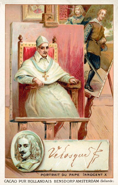 Diego Velasquez, spansk målare och porträtt av påven Innocentius X (chromolitho) av French School