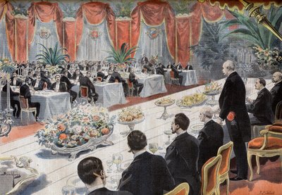 Middag för ledare för fransk handel och industri på Paris Bourse av French School