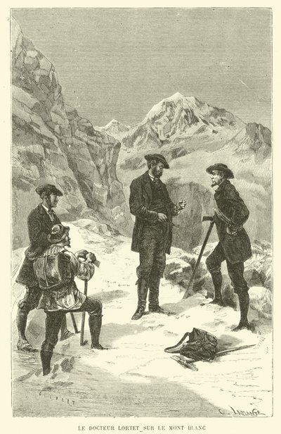 Doktor Lortet på Mont Blanc (gravyr) av French School