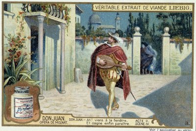 Don Juan: Akt II, Scen IV, Serenad av Don Juan - chromo Liebig av French School