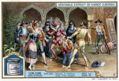 Don Juan: Akt I, Scen XX, Don Juan på maskeradbalen - chromo Liebig av French School