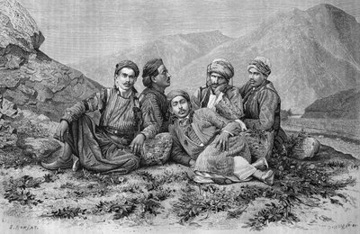 Åsneförare, från Syrien idag. Reser i Fenicien, Libanon och Judéen. 1875-1880 av Louis Charles Emile Lortet, 1884 (bw gravyr) av French School