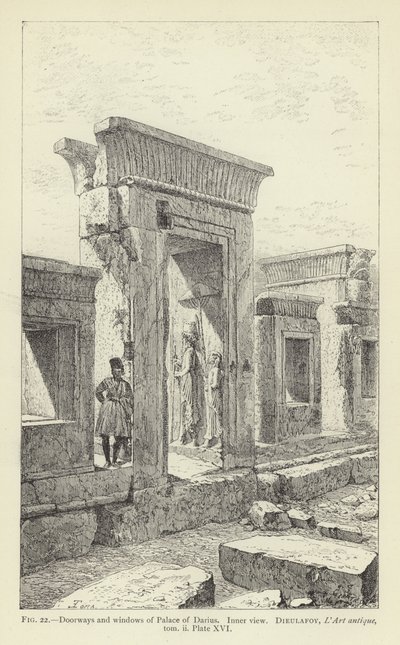 Dörröppningar och fönster av Palace of Darius, inre vy av French School