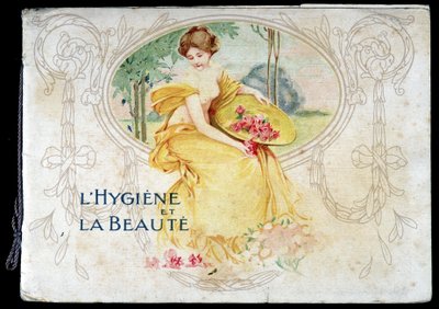 Teckning som visar en naken ung kvinna som symboliserar hygien och skönhet. av French School