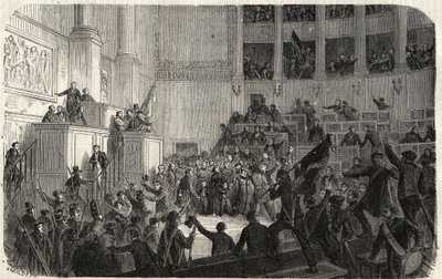 Hertiginnan av Orleans i Chambre des Deputes (1848), Paris, Frankrike - Revolutionen 1848 - Hertiginnan av Orleans i deputeradekammaren i Paris vid tiden för utropandet av Republiken" (Helene de Mecklembourg Schwerin, hertiginna av Orleans tri av French School