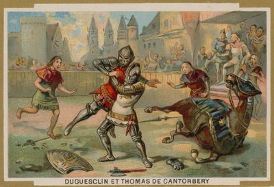 Duell mellan Bertrand du Guesclin och Thomas av Canterbury, Dinan, Bretagne, 1357 av French School