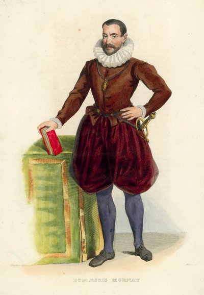 Duplessis Mornay (färgad gravyr) av French School
