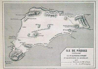 Påskön (Rapa Nui): resplan av Mr. Pinart av French School