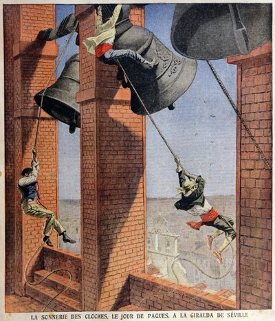 Påskklockan ringer på Giralda i Sevilla, omslagsillustration till Le Petit Journal, 19 april 1908 av French School
