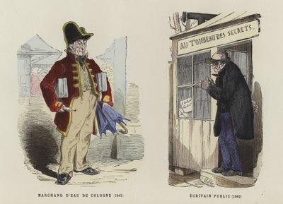 Eau de Cologne-säljare, 1845, och offentlig författare, 1840 av French School