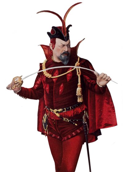 Edouard de Reszke i rollen som Mephistopheles - Edouard de Reszke (1853-1917) i rollen som Mephistopheles (Mephisto) i "" Faust""" - i "" Teatern"" från 1905-09-01 av French School