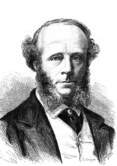 Edward Orange Wildman WITEHOUSE (1816-1890), engelsk elektriker på den transatlantiska telegrafiska kabeln. Gravyr 1868 av French School