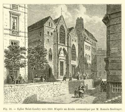 Saint-Landry kyrka omkring 1810, Enligt en ritning meddelad av M Romain Boulenger av French School