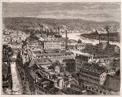 Elbeuf - Seine-Maritime - gravyr i "La France illustrée: geografi, historia, statistisk administration" av V.A. Malt-Brown. 1884 av French School