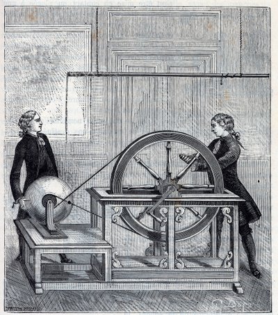 Elektrisk maskin (Generator) av Francis Hauksbee (1666-1713) fulländad av Boze l