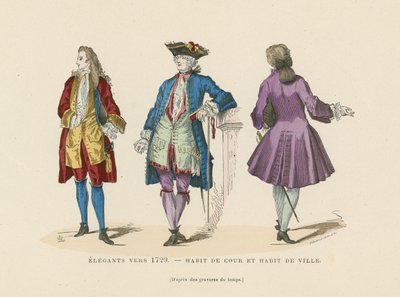 Elegant franskt herrmode, c1729 av French School