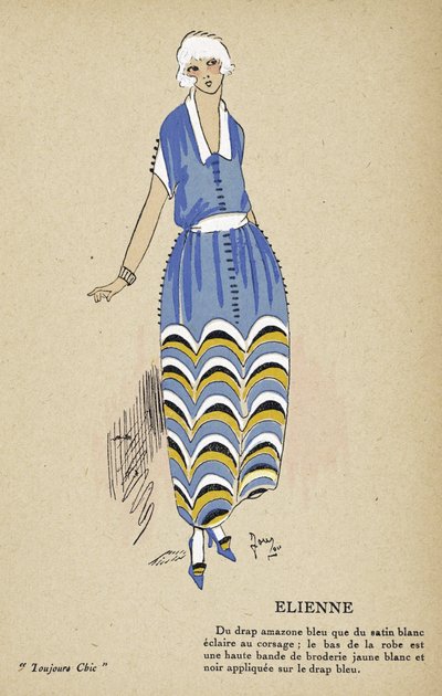 Elienne, från Toujours Chic, pub.1921-22 (stenciltryck) av French School