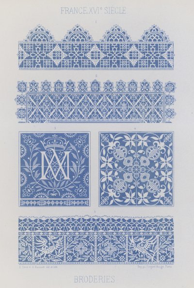 Broderi (chromolitho) av French School