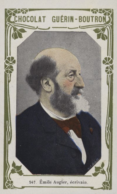 Emile Augier, författare (färgad bild) av French School