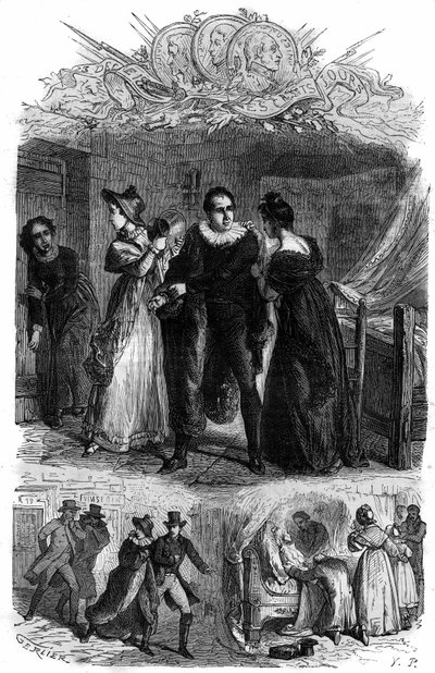 Emilie de Lavalette, känd som Madame de la Valletta, lät sin man Antoine Marie Chamans, greve av Lavalette (1769-1830, chef för postkontoret) fly från Conciergen under revolutionen. Gravyr i "Histoire des Papes-Kings-Queen and Emperor av French School