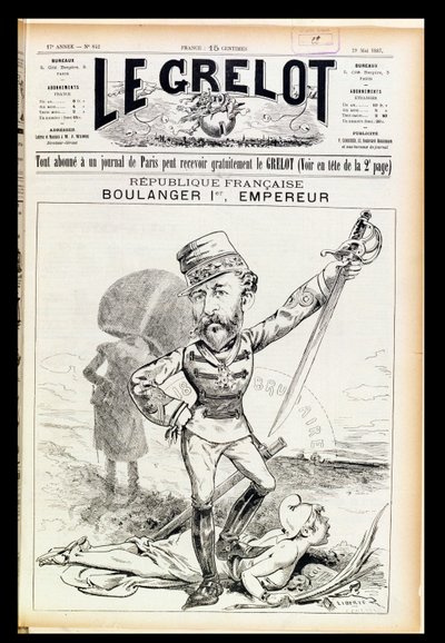 Kejsar Boulanger den första, karikatyr från framsidan av Le Grelot, 29 maj 1887 av French School