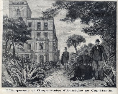 Kejsar Francois Joseph I av Österrike (1830-1916) och kejsare av Österrike Elisabeth Amelie av Wittelsbach känd som Sissi (1837-1898) vid Cap Martin i Alpes-Maritimes-regionen i Provence-Alpes-Cote d