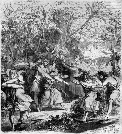 Kejsar Nicephorus III Botaniates (1001-1081), bysantinsk kejsare från 1078 till 1081, lät bortföra de unga pojkarna och flickorna. Gravyr i "Histoire des Papes-Rois-Queen and Empereurs a travers les centuries"" av Maurice Lachatre av French School