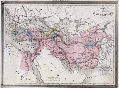 Imperium och expedition av Alexander den store - Plåt från "Universal Atlas of Ancient and Modern Geography for the Use of Residential Schools" av Vuillemin - ca. 1845 av French School