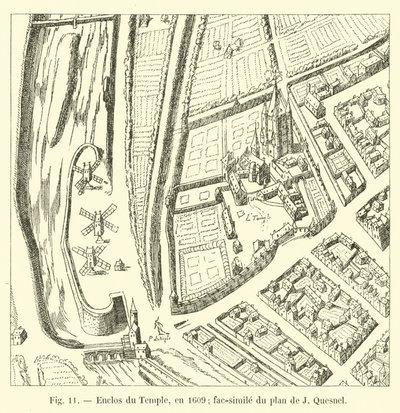 Tempelhägn, år 1609; faksimil av J Quesnels plan av French School