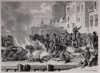 Engelska varor sålda eller brulees på grund av den kontinentala blockaden som infördes på Storbritannien av Napoleon av French School