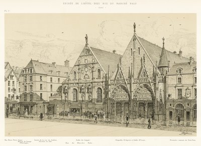 Ingången till Hotel-Dieu rue du Marche Palu, 1590 av French School