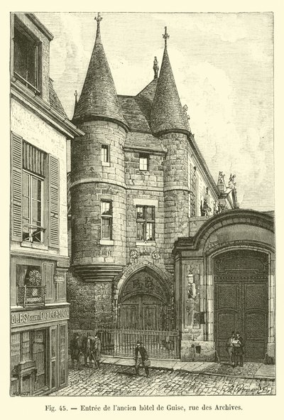 Ingång till det före detta Hôtel de Guise, rue des Archives av French School