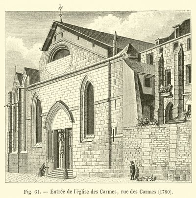 Ingången till karmelitkyrkan, rue des Carmes, 1780 av French School