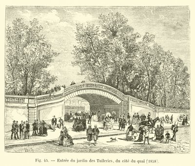Ingång till Tuileriträdgården, från sidan av kajen, 1858 av French School