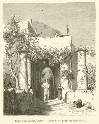 Ingång till ett värdshus, i Capri (gravyr) av French School