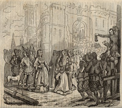 Entree av Anne de Bretagne (1477-1514) till Morlaix - Inträde av Anne av Bretagne i Morlaix - gravyr - 1838 av French School