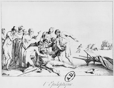 Epileptisk attack på gatan, ca 1800 av French School
