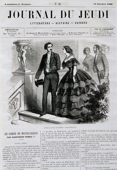 Avsnitt av romanserien Greven av Monte Cristo (Monte Cristo) - i "" Le Journal du Jeudi"" från 1860-10-14 av French School