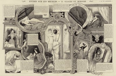 Studier av möbler, speglar och speglar (gravyr) av French School