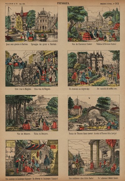 Europeiska scener (färgad gravyr) av French School