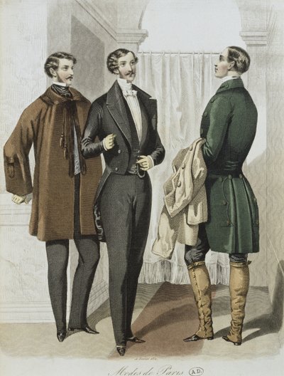 Aftonklänning, illustration från Le Journal des Tailleurs, 16 februari 1851 (färggravyr) av French School