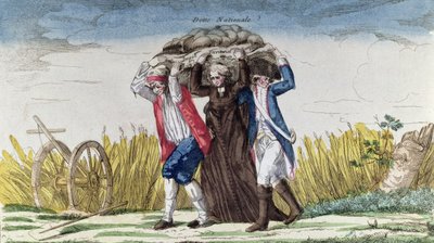 Alla bär bördan av skatter och statsskuld, c.1789 (färgstick) av French School