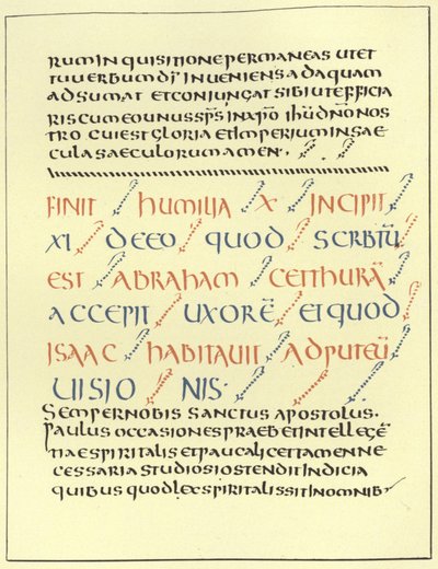 Exempel på Uncial-skrivning av French School