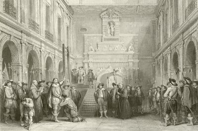 Avrättning av Montmorenci i domstolen på Hotel de Ville, Toulouse, 30 oktober 1632 av French School