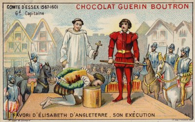 Avrättning av Earl of Essex (chromolitho) av French School