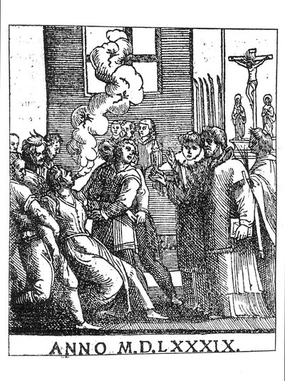 Exorcerande scen 1589 av French School