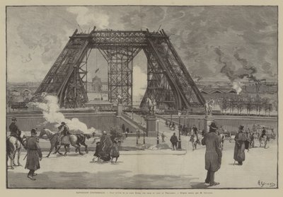Världsutställningen, Eiffeltornets nuvarande skick, vy från parken Trocadero (gravyr) av French School