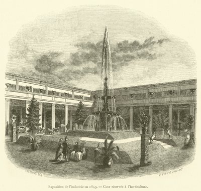 Industriutställning 1849, innergård reserverad för trädgårdsodling (gravyr) av French School