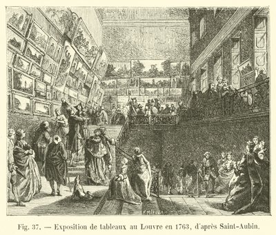 Utställning av målningar på Louvren 1763, efter Saint-Aubin av French School